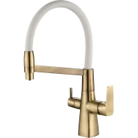 Смеситель для кухни Zorg SH 818-8 BRONZE с подключением к фильтру, гибким изливом, бронза