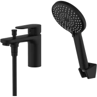 Смеситель на борт ванны Aquatek Ника AQ1844MB с душевым гарнитуром, черный матовый