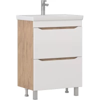 Тумба под раковину Vigo Grani 202 дуб золотой 66,4 см, напольная, белый глянец/дуб золотой