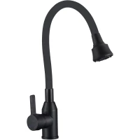 Смеситель для кухни Fmark FS8266H-01 с гибким изливом, черный матовый