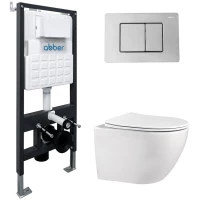 Комплект подвесной унитаз Abber Bequem AC1100 + система инсталляции Abber AC0105 + AC0120