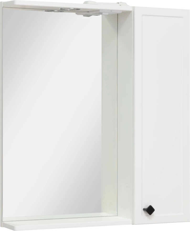 Зеркальный шкаф 65x75 см белый R Runo Римини 00-00001256 зеркальный шкаф runo римини 65х75 правый белый 00 00001256