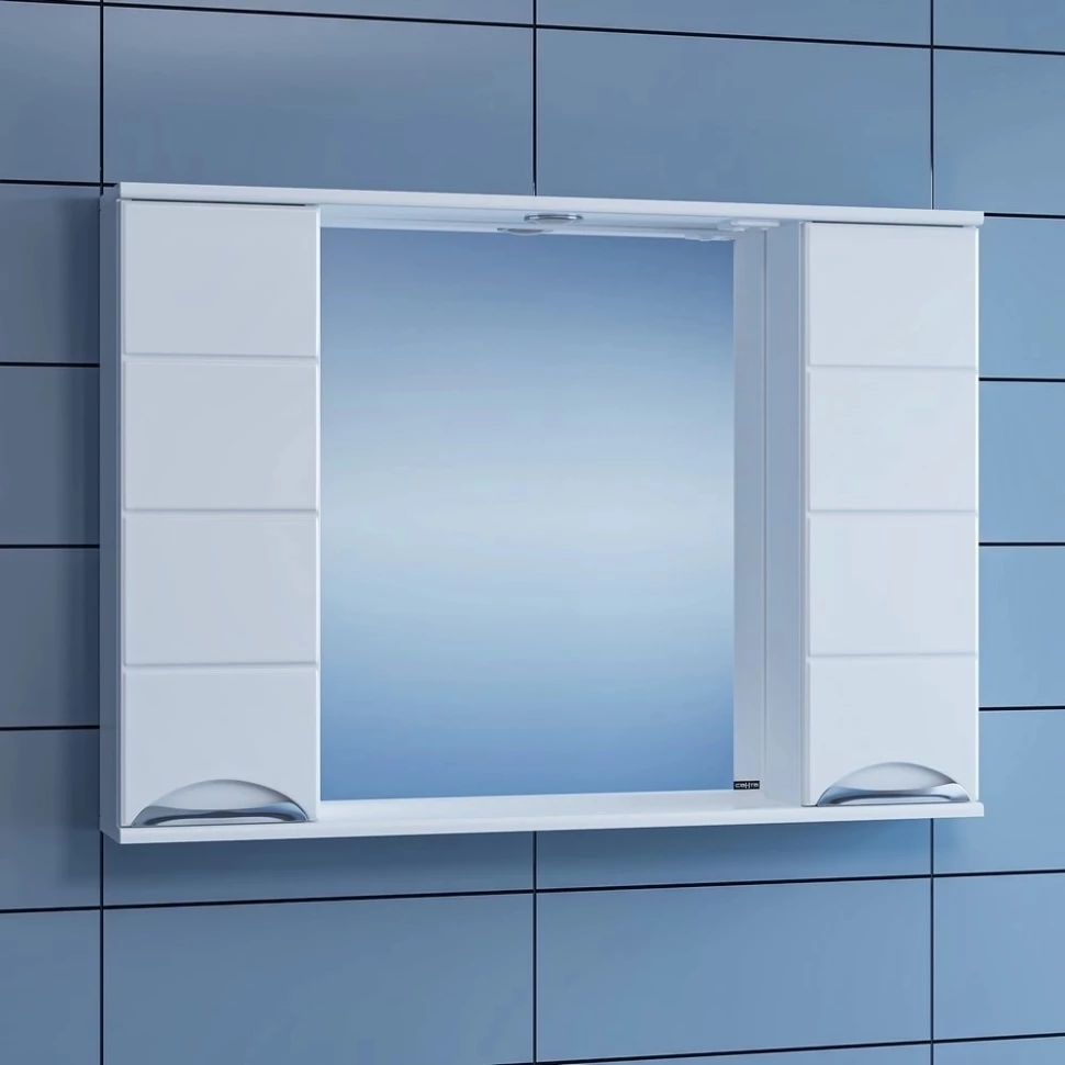 Зеркальный шкаф 100x72 см белый глянец Санта Родос 106018 универсальный зеркальный шкаф санта аврора 60 700333