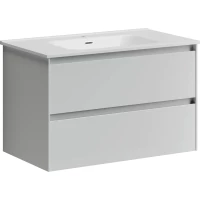 Тумба с раковиной белый глянец 81 см Sancos Cento CN80W + CN7005