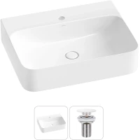 Раковина-чаша Wellsee Clermont 302602000 60x47 см, накладная, подвесная, белый, с донным клапаном