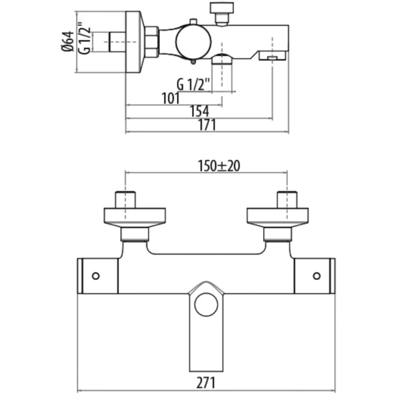 Термостат для ванны  Gattoni Termostatici TS210/22C0CR