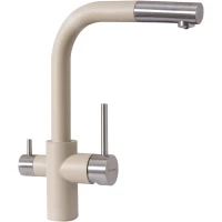 Смеситель для кухни Florentina Кристалл 333.32H.2123.104 с подключением к фильтру, выдвижным изливом, нержавеющая сталь/бежевый