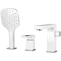 Смеситель на борт ванны Gappo G1117-8 с душевым гарнитуром, хром/белый