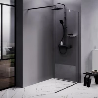 Душевая перегородка Am.Pm Func W84WI-110-F1-BTE 110,1 см, профиль черный матовый, стекло прозрачное