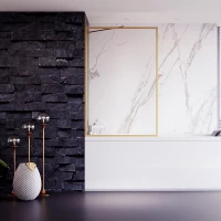 Шторка на ванну Veconi Palau PL85G-90-01-C8 90 см, профиль золотой матовый, стекло прозрачное