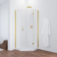 Душевой уголок Vegas Glass AFA-Pen NOVO 90 03 02 R 90x90 см R, профиль золотой матовый, стекло шиншилла