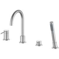 Смеситель на борт ванны Oliveeka Y OL-669017-BN с душевым гарнитуром, никель матовый