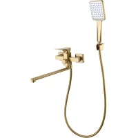 Смеситель для ванны Prohanss P62.22.03 универсальный, с душевым гарнитуром, золотой матовый