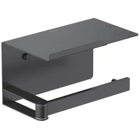 Держатель туалетной бумаги Aquatek Либра AQ4929MB с полкой для телефона, черный матовый