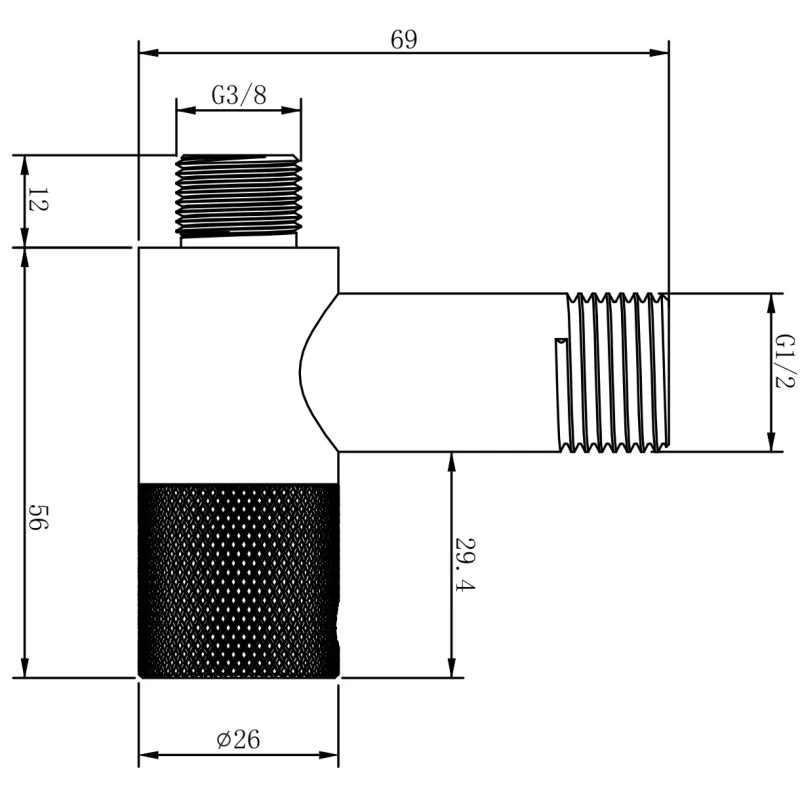 Угловой вентиль 1/2"×3/8" Wellsee Drainage System 182147000