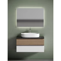 Комплект мебели Sancos Delta DL100W + TT100A1X + CN5022 + SQ1000 100 см, подвесной, светлый дуб/белый матовый