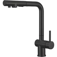 Смеситель для кухни Emar ЕСВ 7020 black с подключением к фильтру, выдвижным изливом, черный матовый