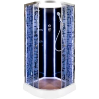 Душевая кабина 90x90x208 см Deto BM1590NLEDBLACK матовое с прозрачным узором