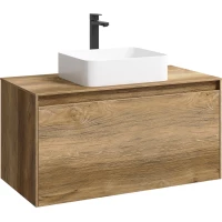 Тумба с раковиной дуб балтийский 100 см Aqwella 5 Stars Mobi MOB0110DB + MOB0710DB + 641945