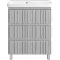 Тумба с раковиной Brevita Victory VIC-07070-50-03Я + 11070-KL 70 см, напольная, серый шелк матовый