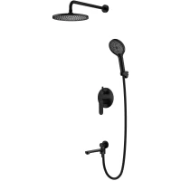 Душевой комплект Splenka S222.27.06 250 мм, со смесителем, черный матовый