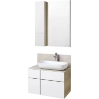 Комплект мебели дуб эндгрейн/белый матовый 80 см Акватон Мишель 1A244501MIX40 + 1A253203MIX40 + 1AX169WBXX000 + 1A253902MIX40 + 1A244303MIX40