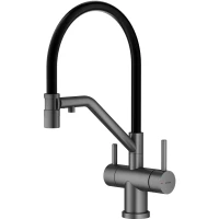 Смеситель для кухни Splenka S70.62.09 с подключением к фильтру, гибким изливом, графит матовый