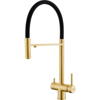 Смеситель для кухни ORINZA ORM.308.GOLD с подключением к фильтру, гибким изливом, золотой