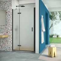 Душевая дверь Vegas Glass AFP Retta 100 02M 10 L 100 см L, профиль черный матовый, стекло сатин