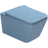 Унитаз подвесной SantiLine SL-5007BL безободковый, с сиденьем микролифт, голубой матовый