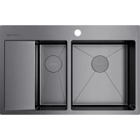 Кухонная мойка Omoikiri Akisame 78-2-GM-R 4973102 78x51 см, вороненая сталь
