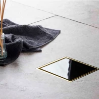 Душевой трап 144x144/50 мм золотой/черный глянец Pestan Confluo Standard Black Glass Gold 2 13000153