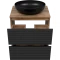 Тумба под раковину Brevita Dakota DAK-07060-19/02-2Я 60,4 см, напольная, со столешницей, черный матовый/дуб галифакс - 3