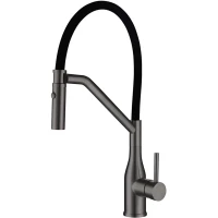 Смеситель для кухни Gappo G4098-19 с гибким изливом, оружейная сталь