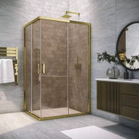 Душевой уголок Vegas Glass ZA-F TUR NOVO 120*95 09 05 120x95 см, профиль золотой, стекло бронза