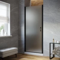 Душевая дверь Vegas Glass EP LUX 80 02M 10 L 80 см L, профиль черный матовый, стекло сатин