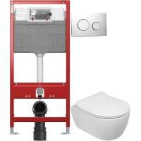Комплект подвесной унитаз SSWW CT2038V + система инсталляции Tece 9300302 + 9240921