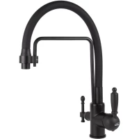 Смеситель для кухни Viko V-5612 с подключением к фильтру, гибким изливом, черный