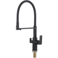 Смеситель для кухни Savol S-L1809H-01 с подключением к фильтру, гибким изливом, черный матовый