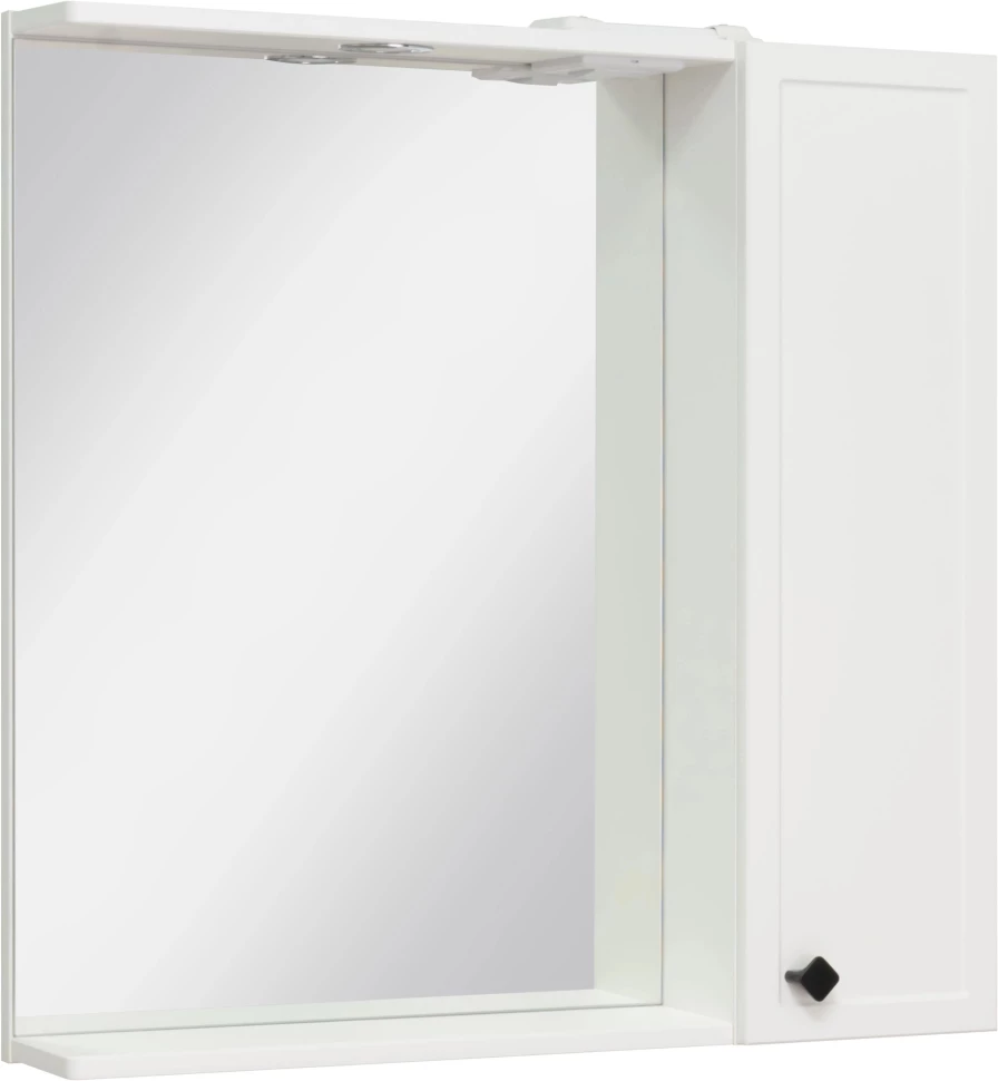 Зеркальный шкаф 75x75 см белый R Runo Римини 00-00001257 зеркальный шкаф runo римини 75х75 правый белый 00 00001257