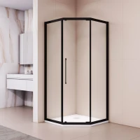 Душевой уголок RGW PA-86B New Passage 38088600-14N 100x100 см, профиль черный матовый, стекло прозрачное