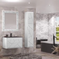 Комплект мебели белый матовый 91 см, раковина антрацит Opadiris Луиджи