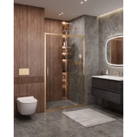 Душевая дверь Cezares Molveno MOLVENO-BF-1-120-C-BORO-IV 120 см, профиль золотой матовый, стекло прозрачное