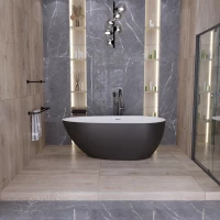 Акриловая ванна Grossman Fly GR-1103MB 160x80 см, отдельностоящая, черный матовый/белый