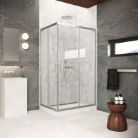 Душевой уголок Vegas Glass ZA-F Protec 110*70 04 02 110x70 см, профиль никель матовый, стекло шиншилла