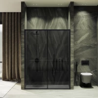 Душевая дверь MaybahGlass MGD-1284-6 120 см, профиль черный матовый, стекло графитовое