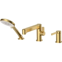 Смеситель на борт ванны Esko Sochi SC355Gold с душевым гарнитуром, золотой матовый