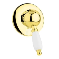 Смеситель для душа золото 24 карат, ручка белая Cezares Elite ELITE-DIM-03/24-Bi