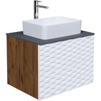 Тумба с раковиной дуб веллингтон/белый матовый 65 см Grossman Альба 106503 + GR-3016