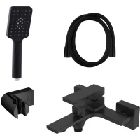 Смеситель для ванны AQG Bold 01BOL416NG с душевым гарнитуром, черный матовый